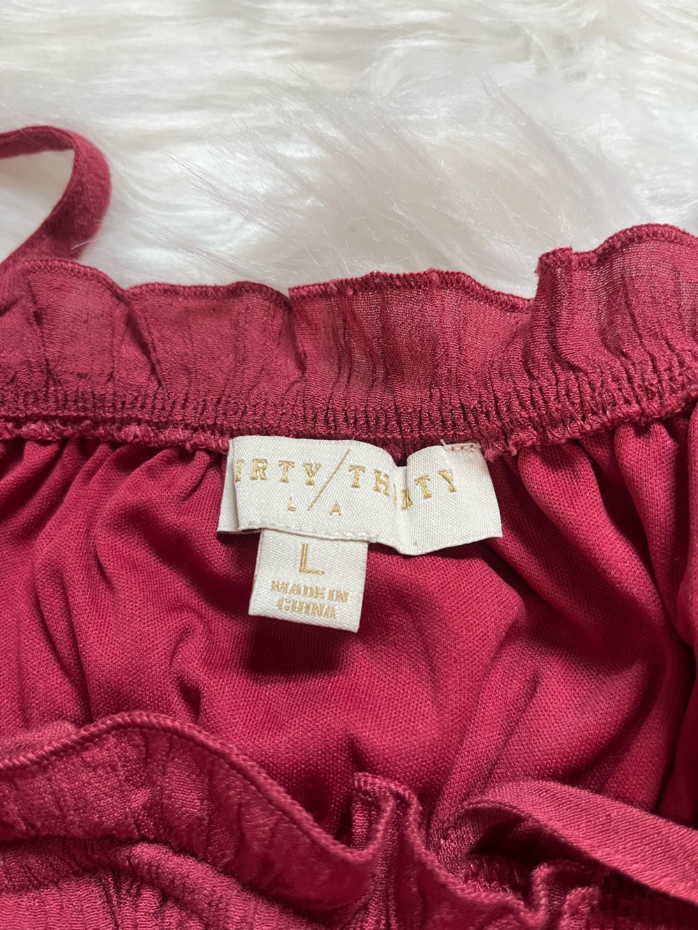 Burgundy Ruffled Tiered Tank with Drawstring - Picture 3 of 3
